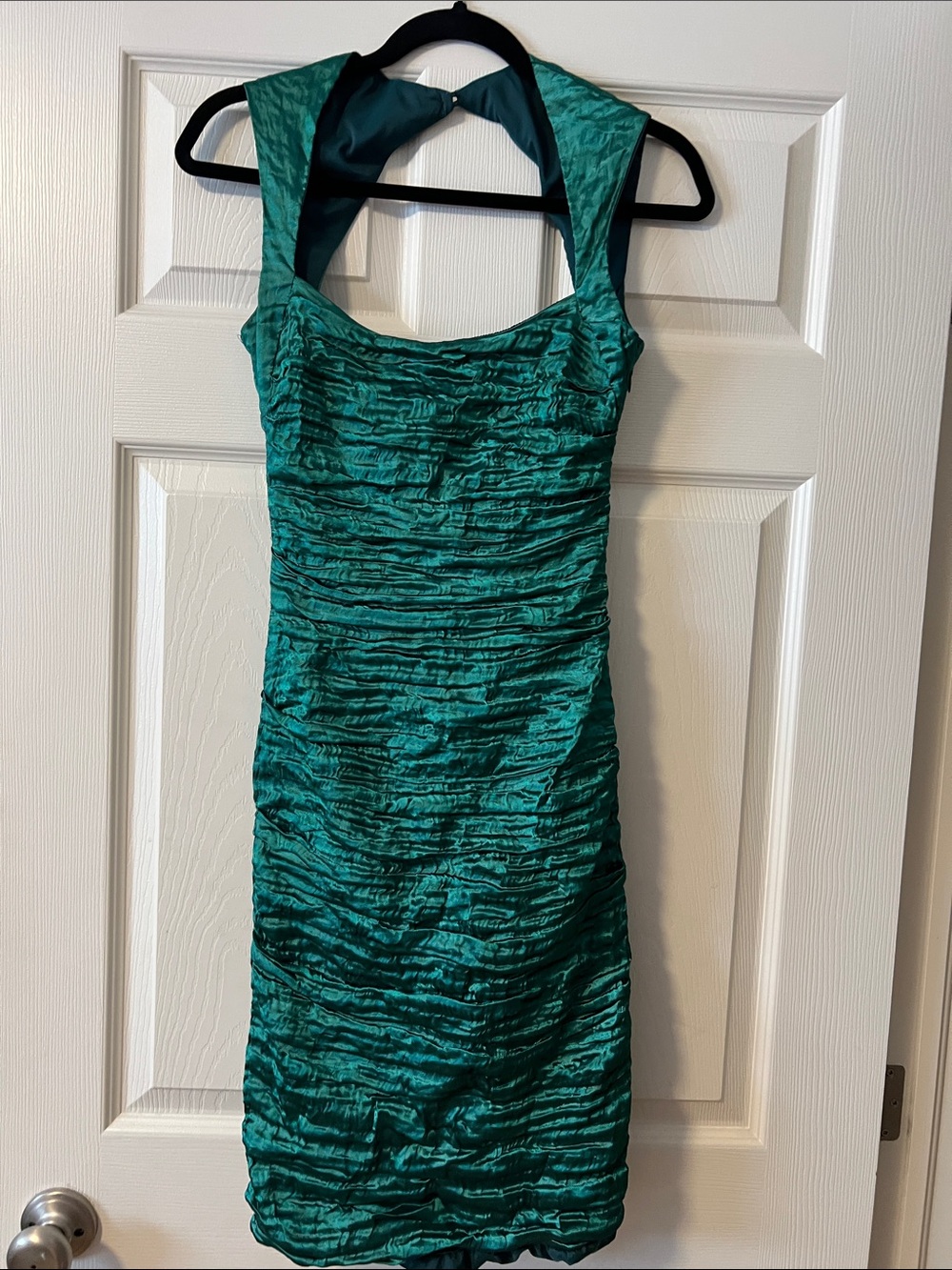 Nicole Miller Emerald Green Ruched One-Shoulder Cocktail Dress